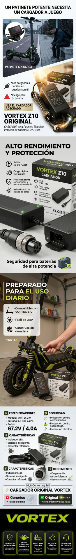 VORTEX Z10 Cargador - Especificaciones técnicas y beneficios