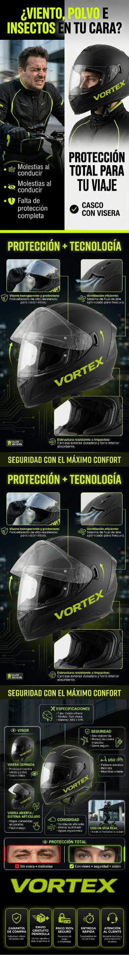 VORTEX Casco con visera - Especificaciones