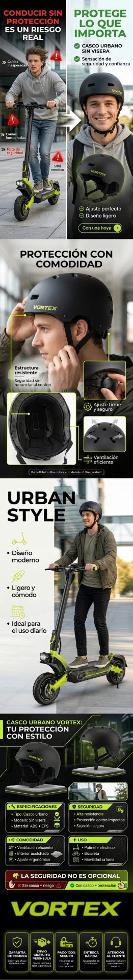 VORTEX Casco sin visera - Especificaciones