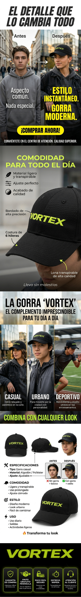 Infográfico VORTEX Gorra