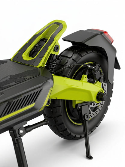 VORTEX X9 2x2 Trotinete elétrica conectada via aplicação. Conta com uma potência combinada de 1600 W, dupla suspensão e autonomia até 55 km; está em conformidade com as normas de trânsito de Portugal