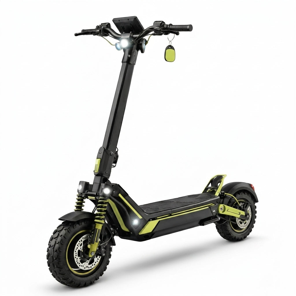 VORTEX Z10 2x2 Trotinete elétrica conectada via aplicação. Conta com uma potência combinada de 4000 W, dupla suspensão e autonomia até 65 km; está em conformidade com as regras de trânsito de Portugal