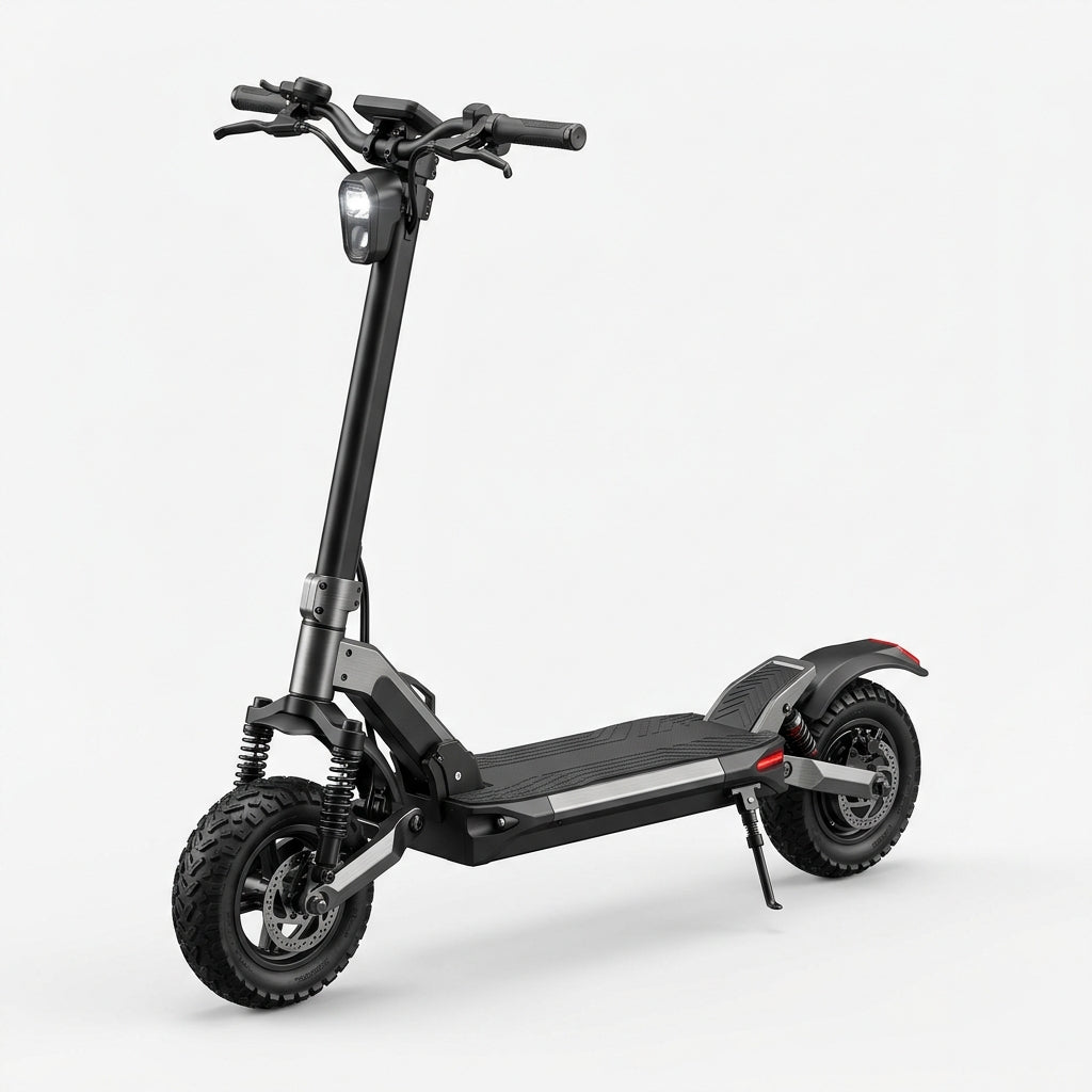 VORTEX Y8 2x2 Trotinete elétrica conectada via aplicação. Conta com uma potência combinada de 1000 W, dupla suspensão e autonomia até 25 km; está em conformidade com as regras de trânsito de Portugal