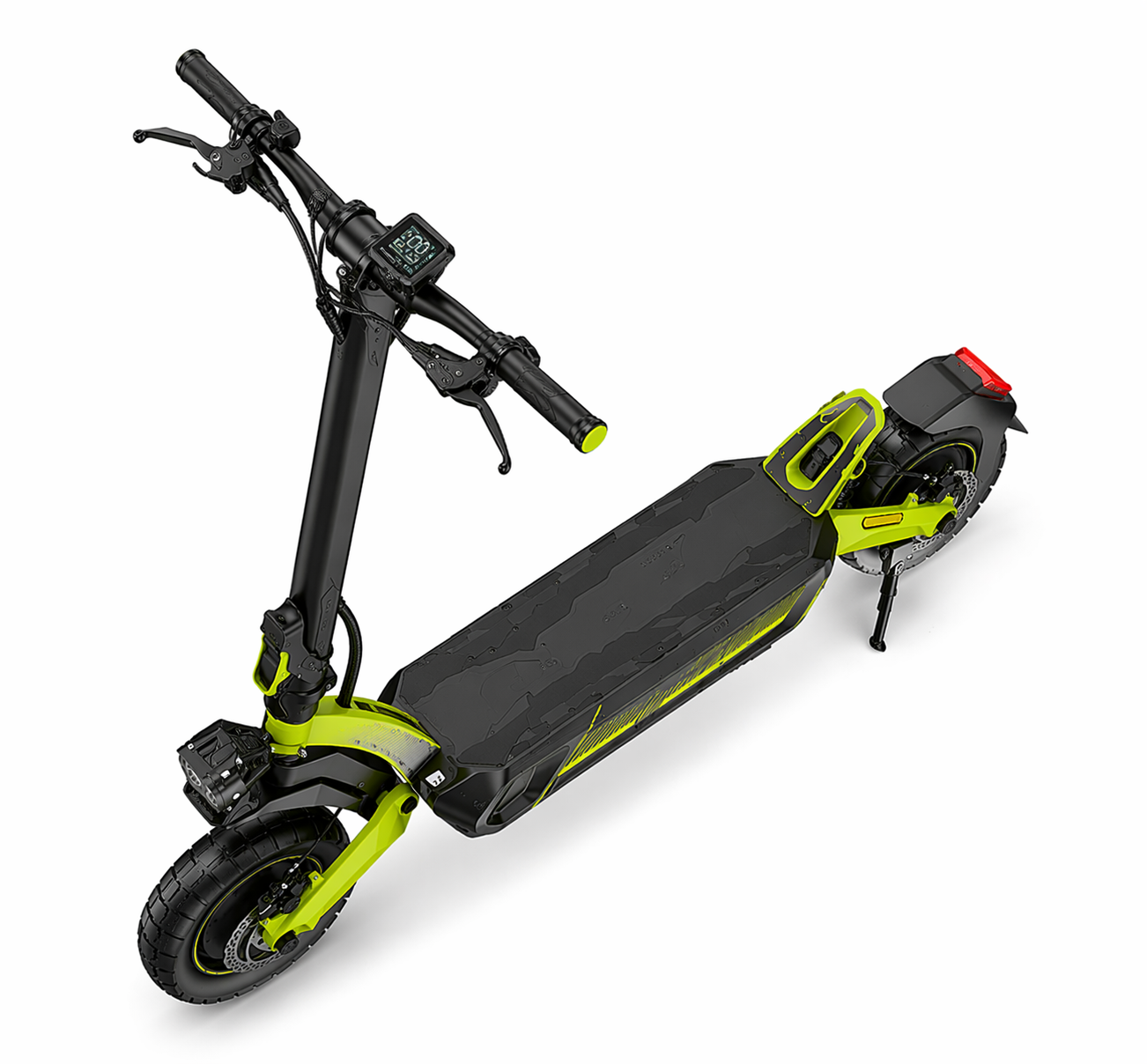 VORTEX X9 2x2 Trotinete elétrica conectada via aplicação. Conta com uma potência combinada de 1600 W, dupla suspensão e autonomia até 55 km; está em conformidade com as normas de trânsito de Portugal