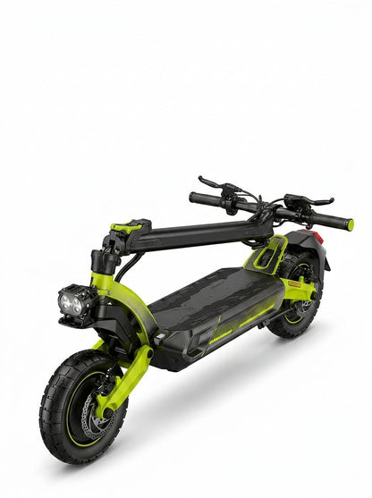 VORTEX X9 2x2 Trotinete elétrica conectada via aplicação. Conta com uma potência combinada de 1600 W, dupla suspensão e autonomia até 55 km; está em conformidade com as normas de trânsito de Portugal